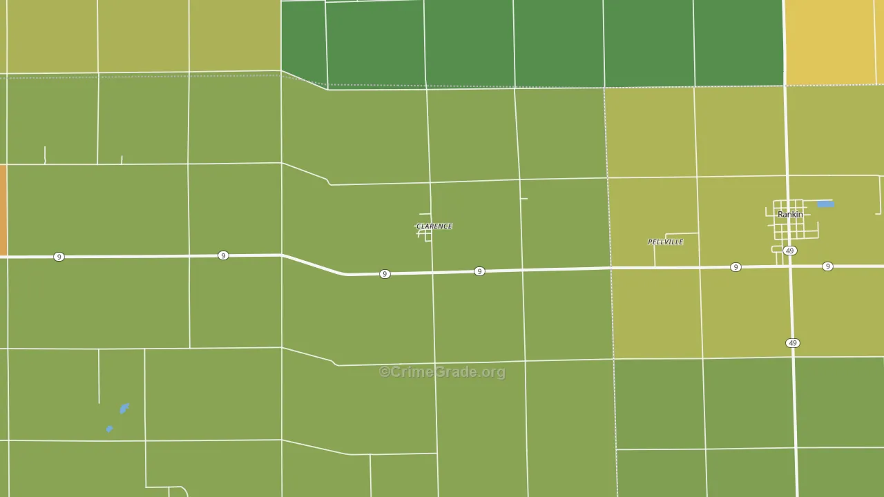 Clarence, IL Map of Vandalism Rates
