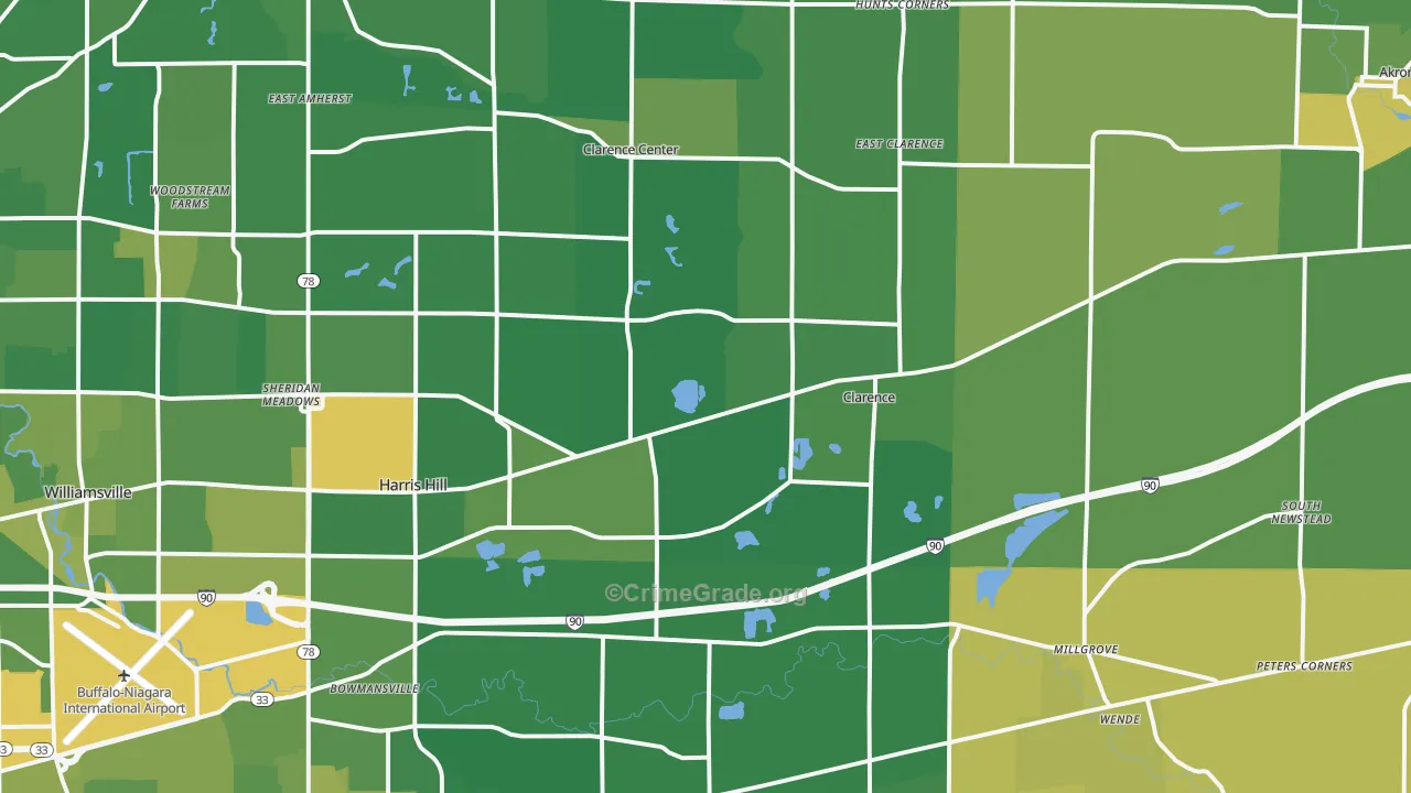 Clarence, NY Map of Vandalism Rates