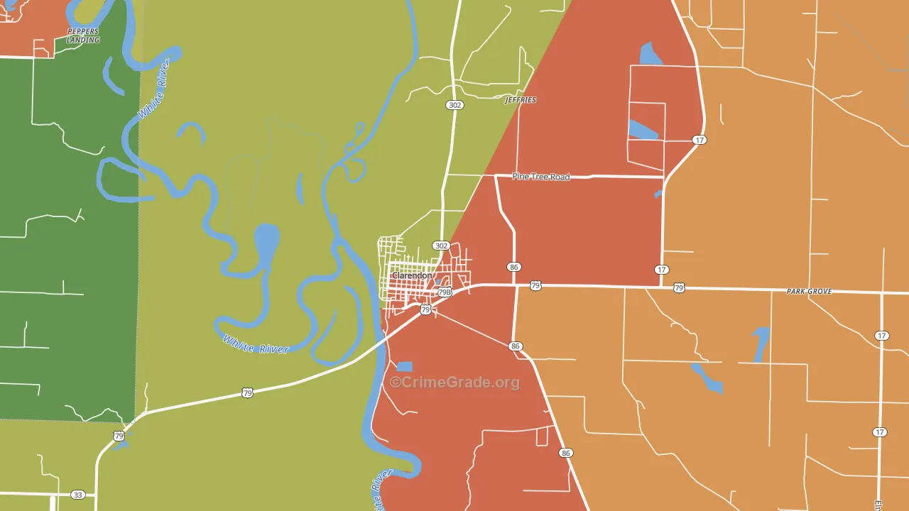 Clarendon, AR Map of Vandalism Rates
