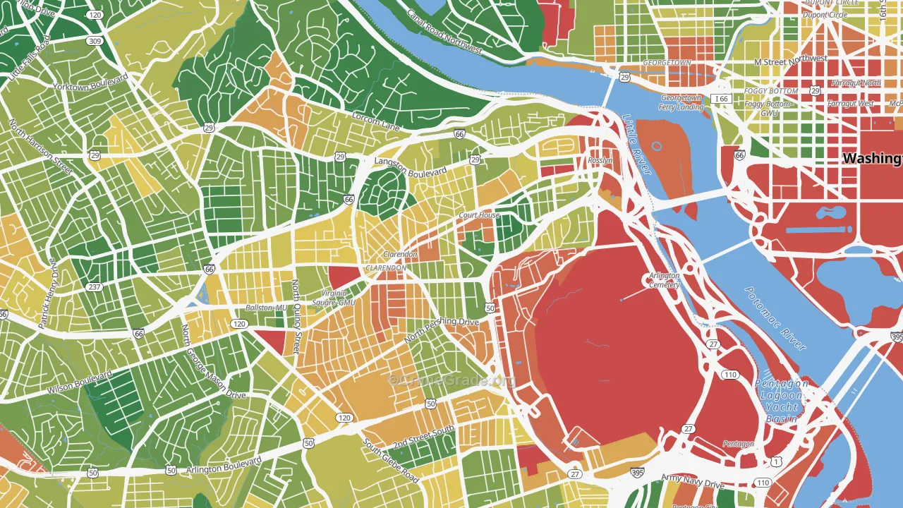 Clarendon, Arlington, VA Map of Vandalism Rates