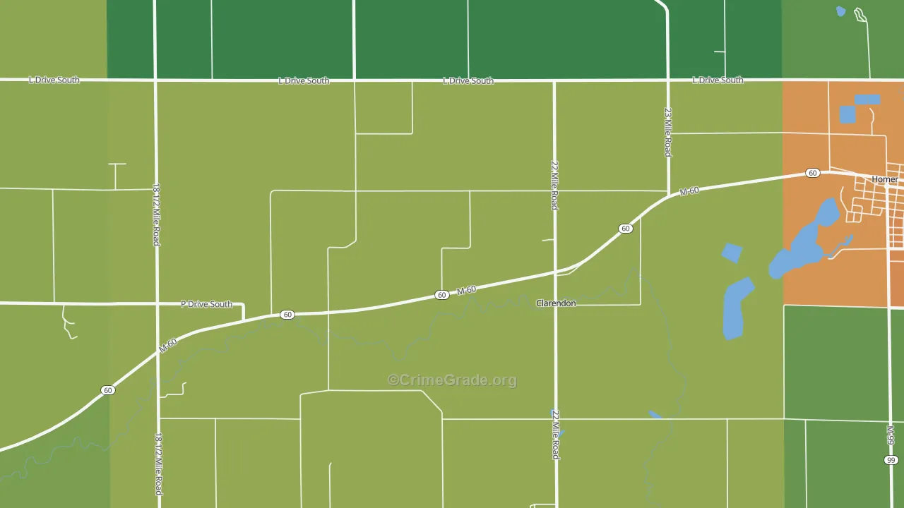 Clarendon, MI Map of Vandalism Rates