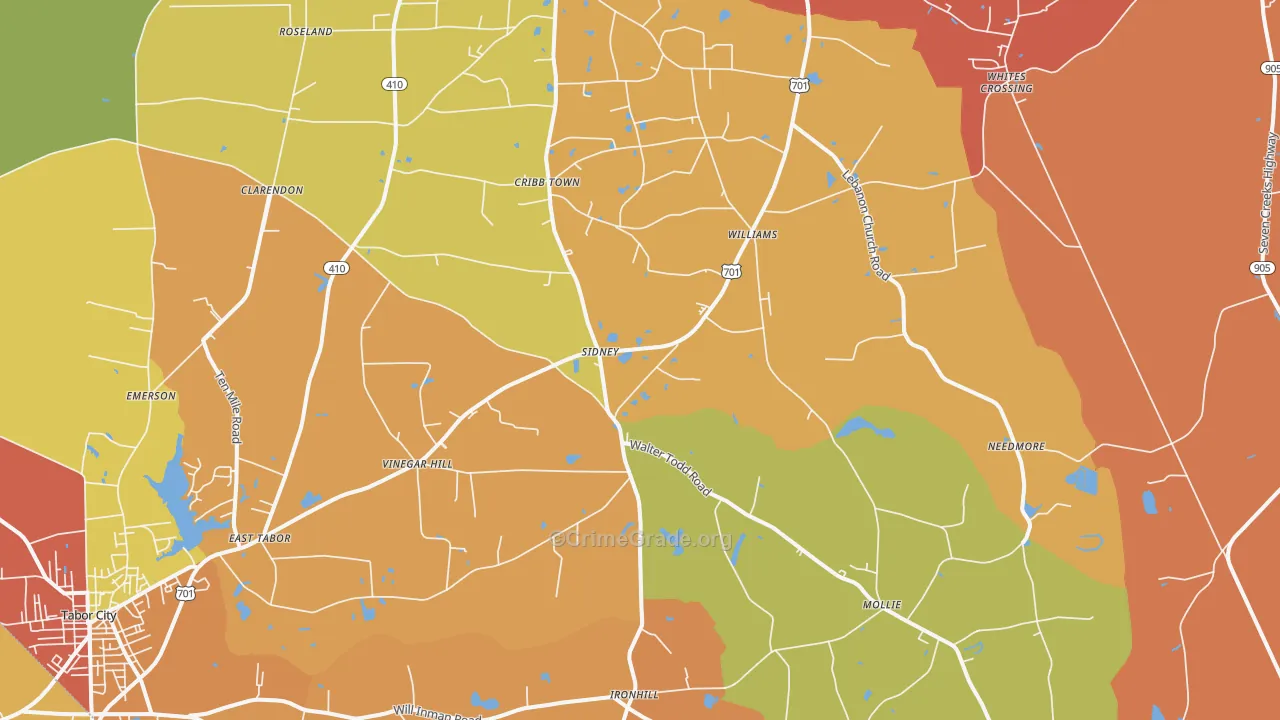 Clarendon, NC Map of Vandalism Rates