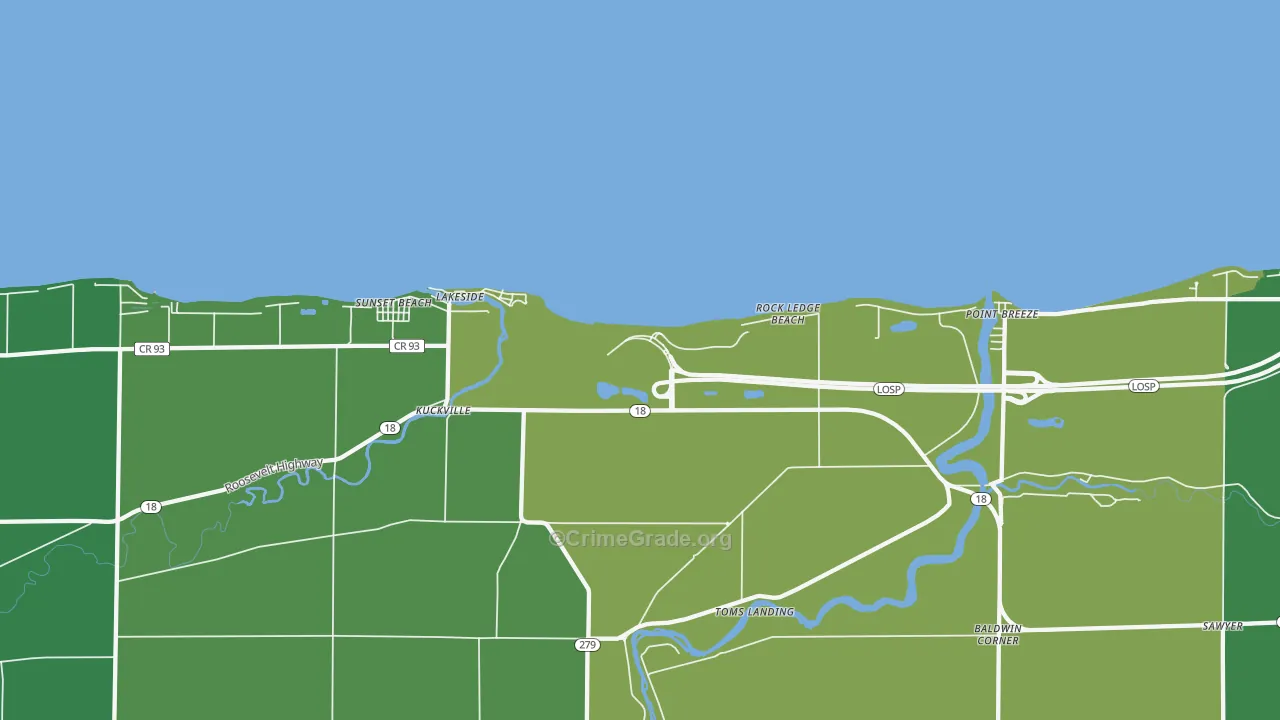 Clarendon, NY Map of Vandalism Rates