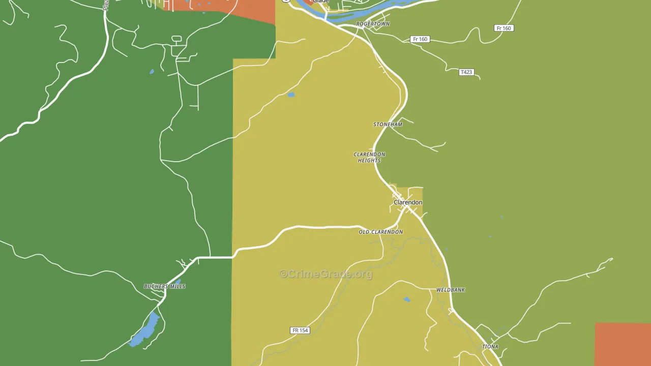 Clarendon, PA Map of Vandalism Rates