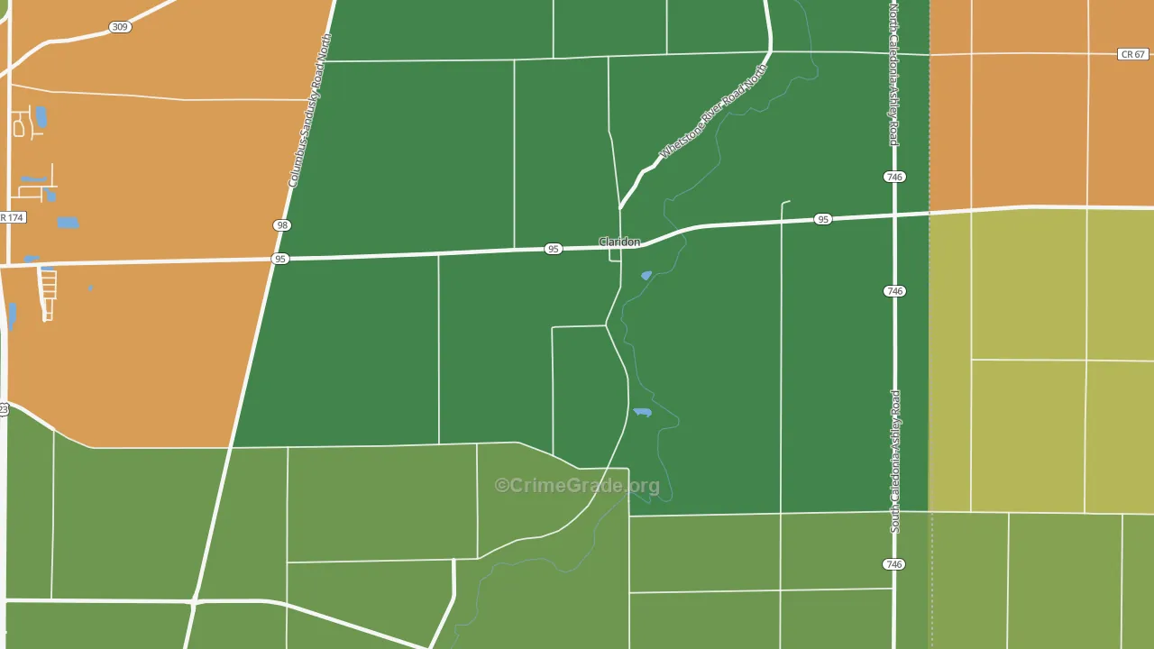 Claridon, OH Map of Vandalism Rates