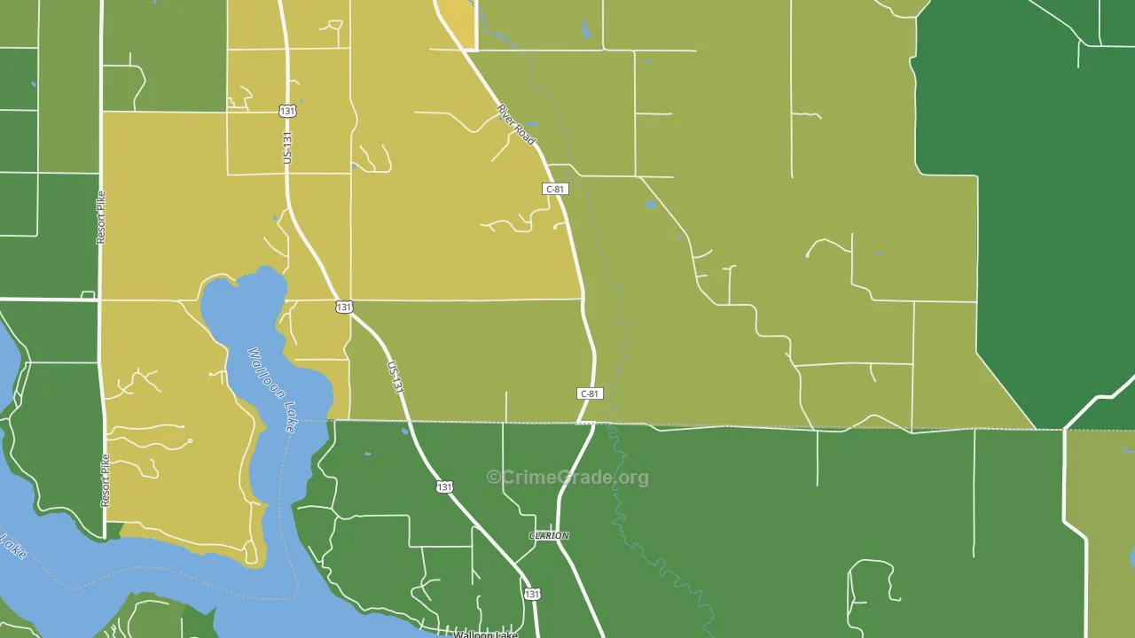 Clarion, MI Map of Vandalism Rates