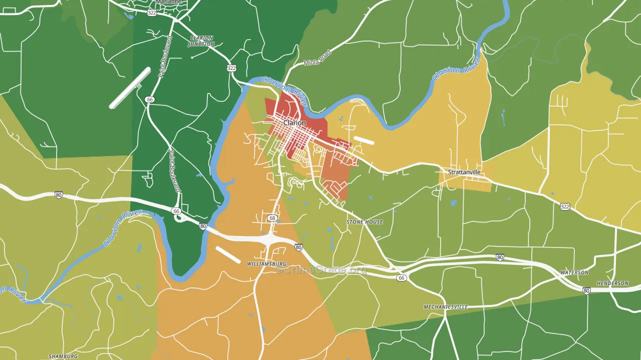 Clarion, PA Map of Vandalism Rates