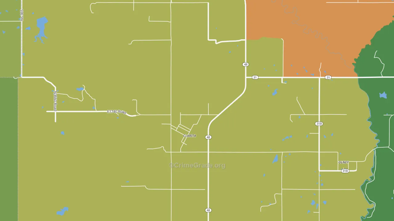 Clarita, OK Map of Vandalism Rates