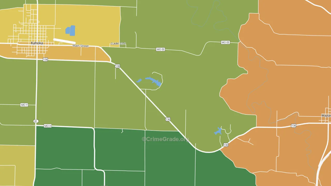 Clark City, MO Map of Vandalism Rates