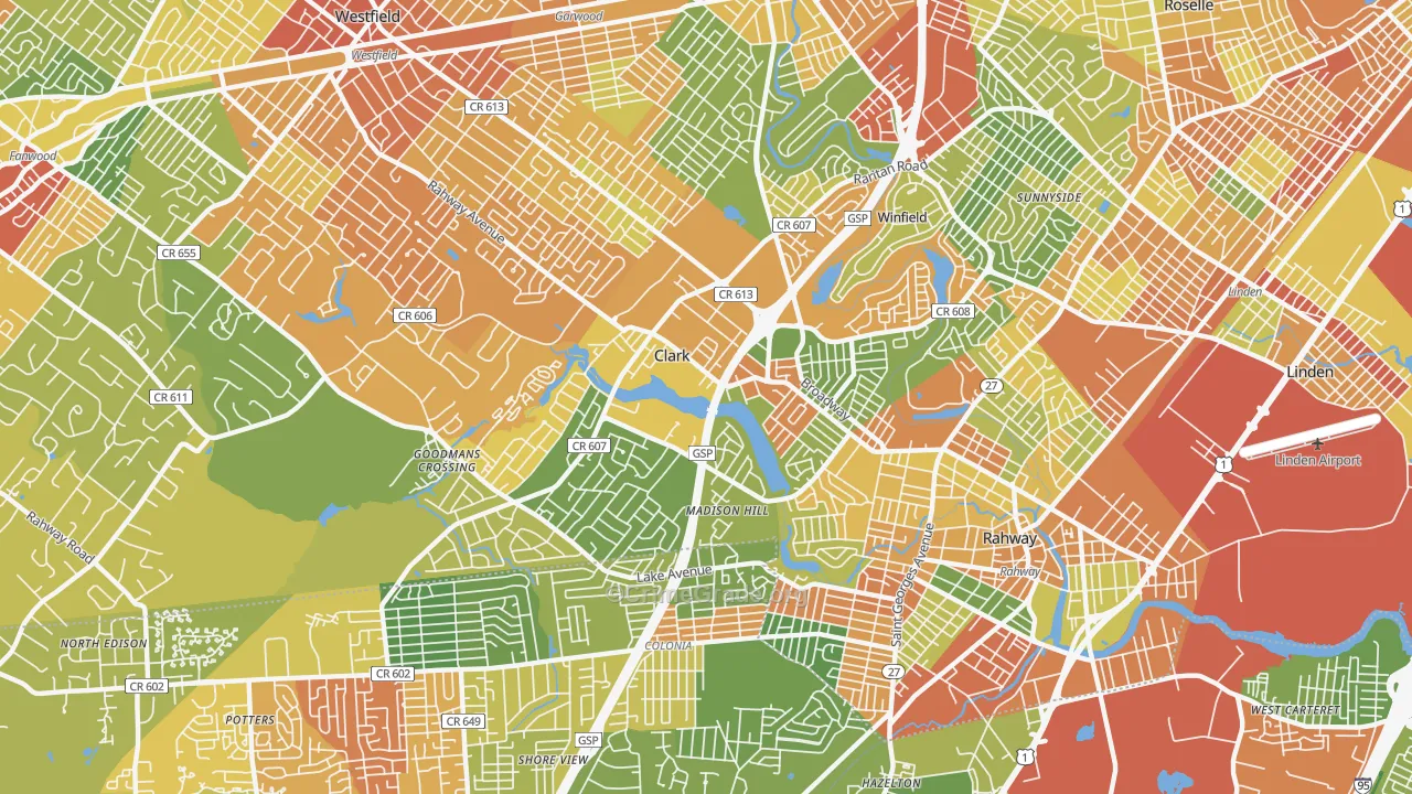 Clark, NJ Map of Vandalism Rates