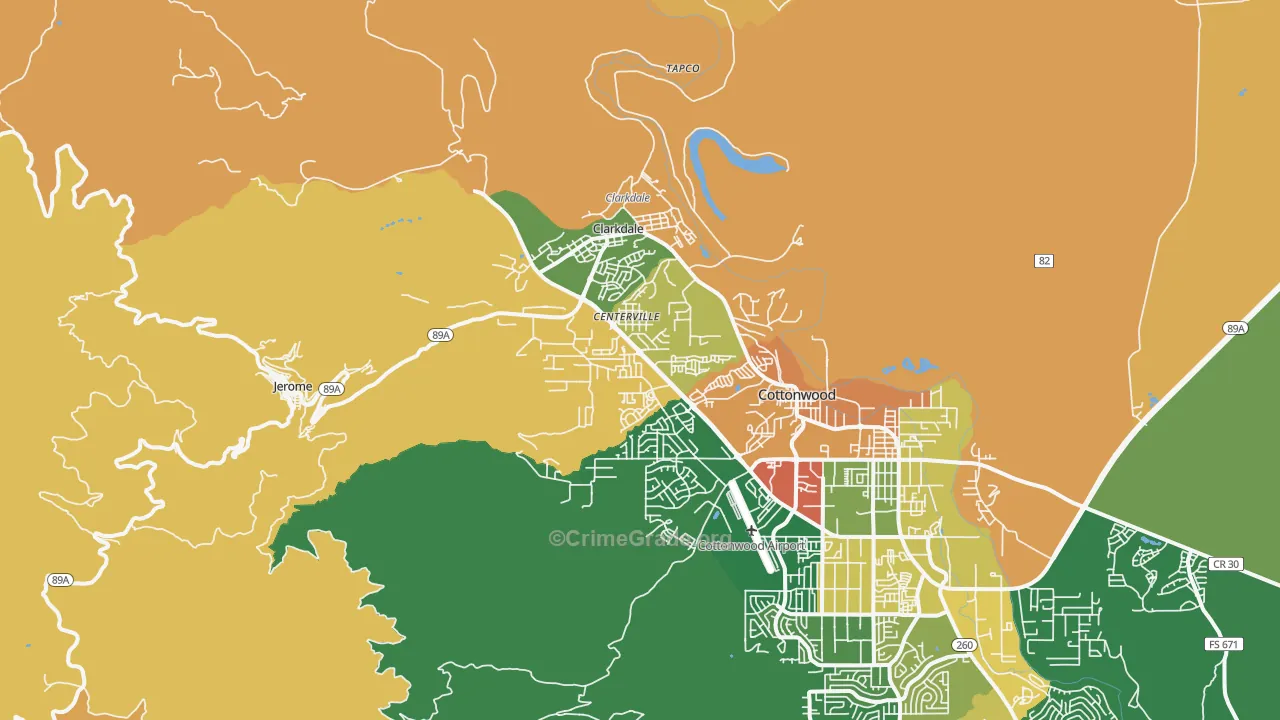 Clarkdale, AZ Map of Vandalism Rates