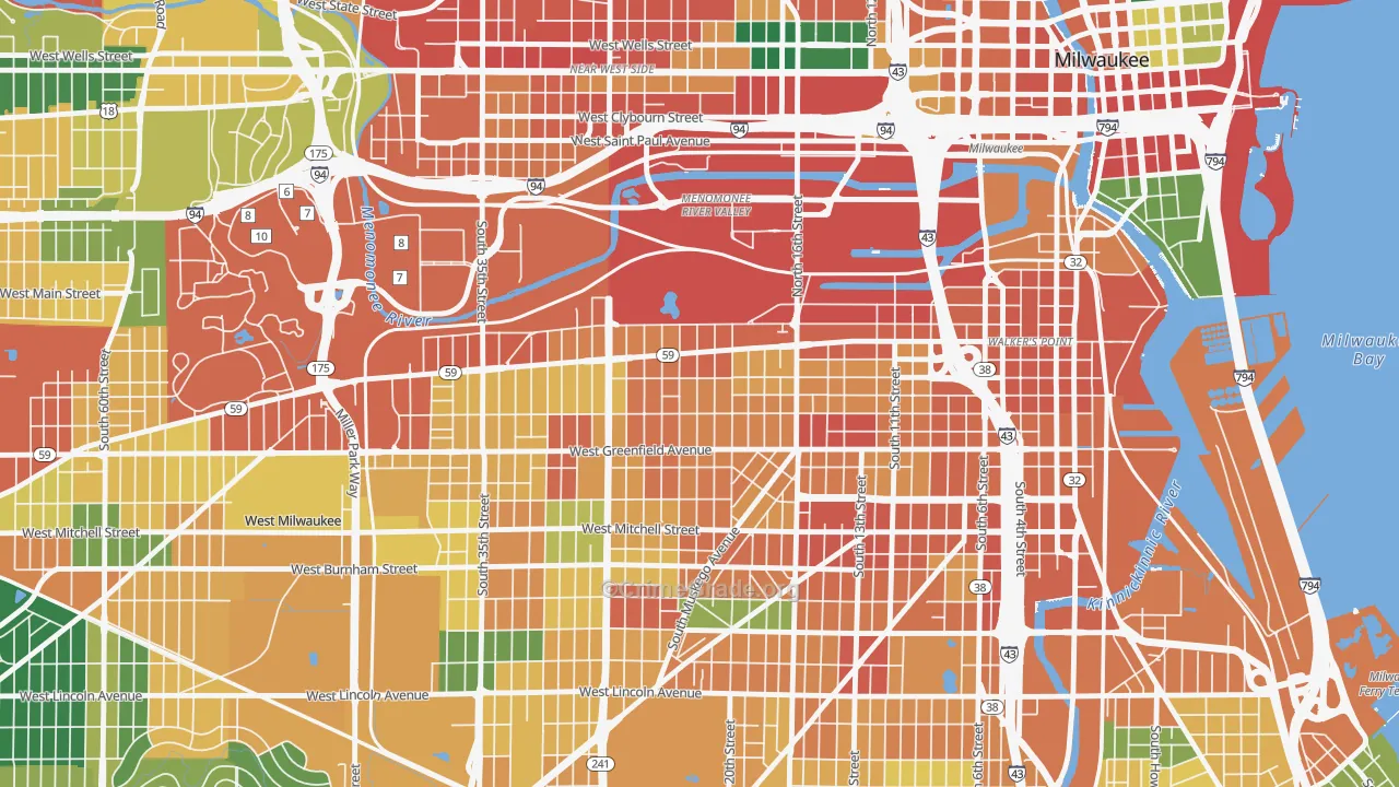 Clarke Square, Milwaukee, WI Map of Vandalism Rates