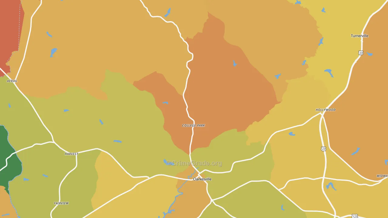 Clarkesville, GA Map of Vandalism Rates