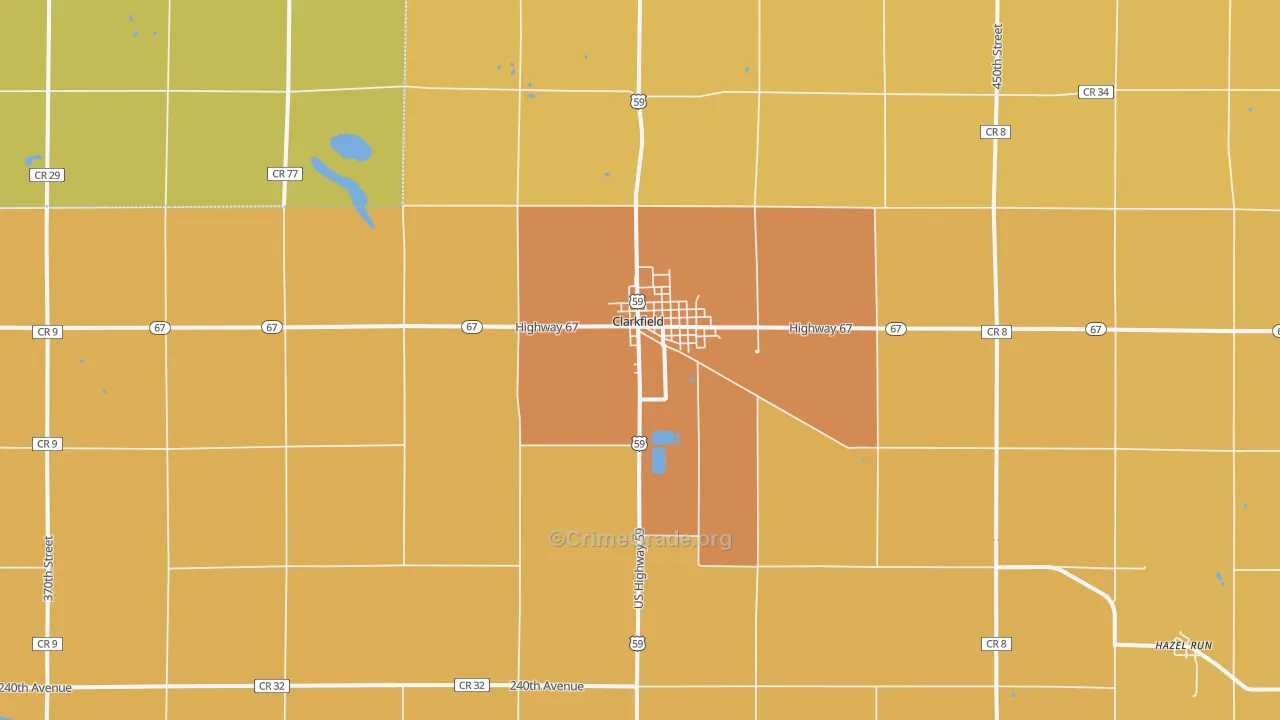 Clarkfield, MN Map of Vandalism Rates
