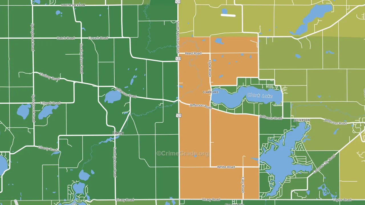 Clarklake, MI Map of Vandalism Rates