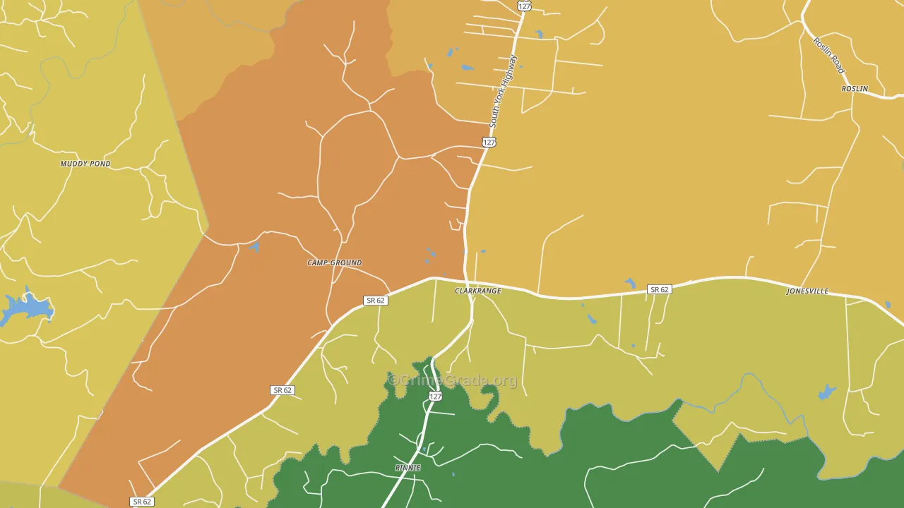 Clarkrange, TN Map of Vandalism Rates