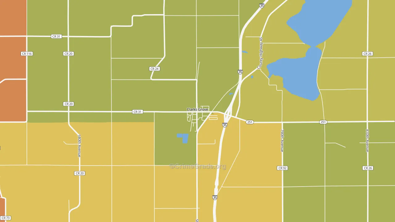 Clarks Grove, MN Map of Vandalism Rates
