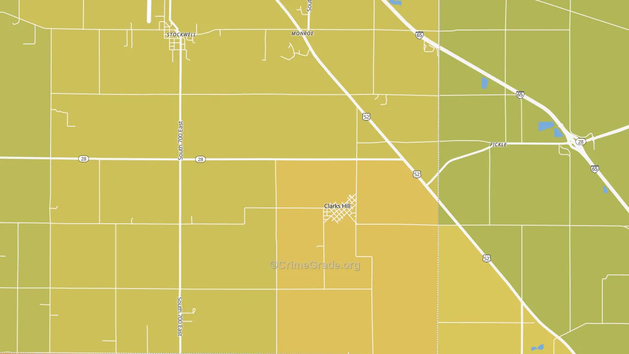Clarks Hill, IN Map of Vandalism Rates