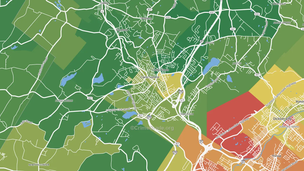 Clarks Summit, PA Map of Vandalism Rates
