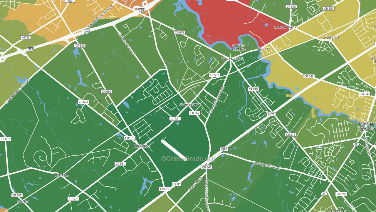Clarksboro, NJ Map of Vandalism Rates