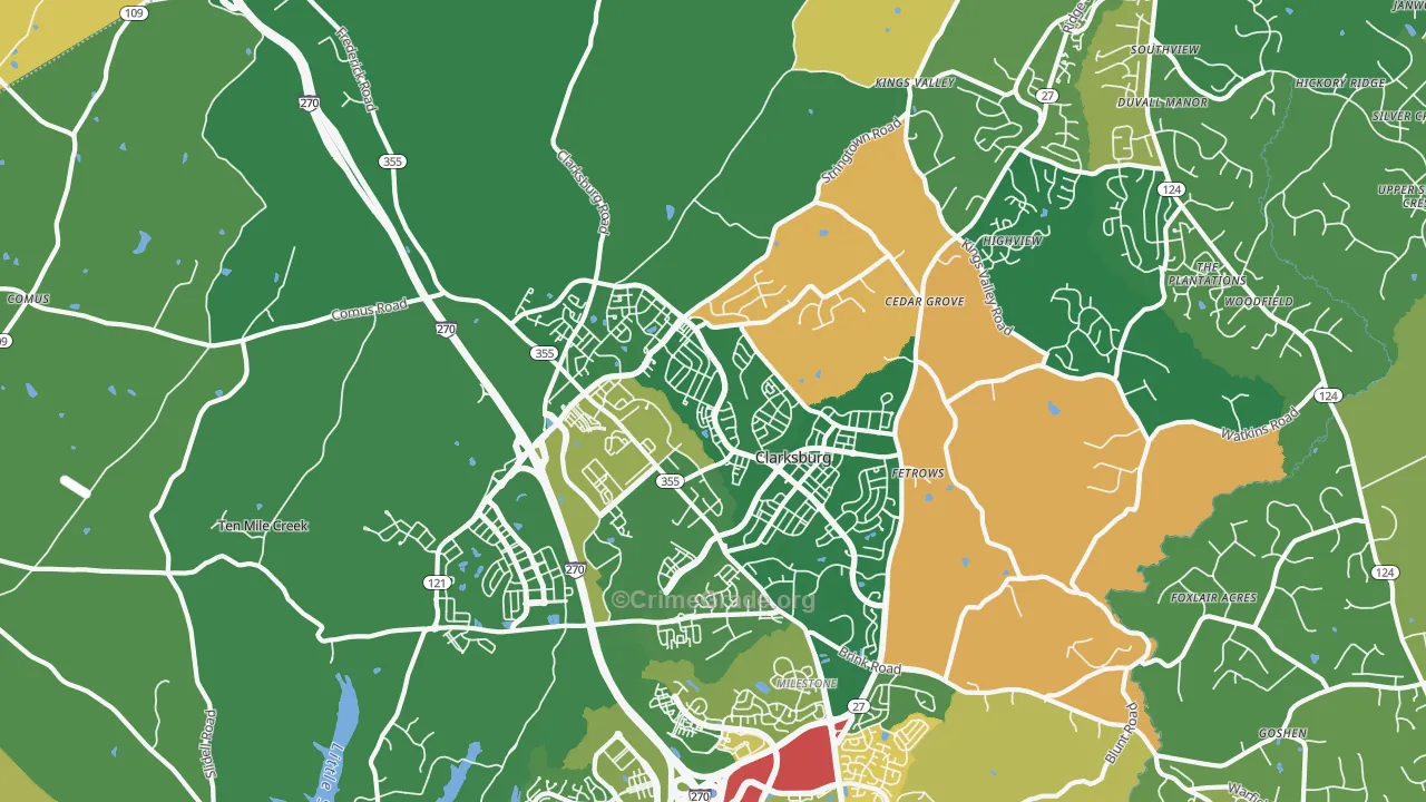 Clarksburg, MD Map of Vandalism Rates
