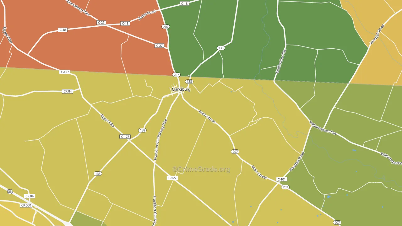 Clarksburg, OH Map of Vandalism Rates