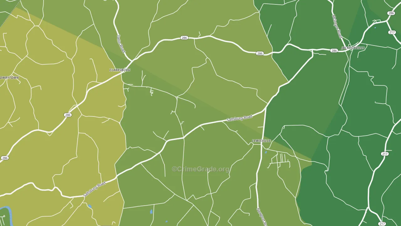 Clarksburg, PA Map of Vandalism Rates