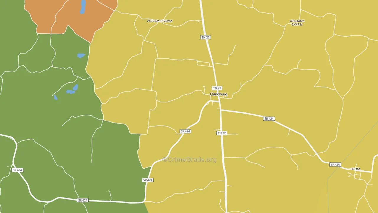 Clarksburg, TN Map of Vandalism Rates