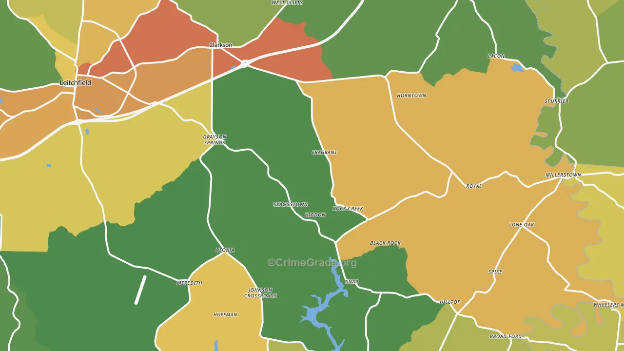 Clarkson, KY Map of Vandalism Rates