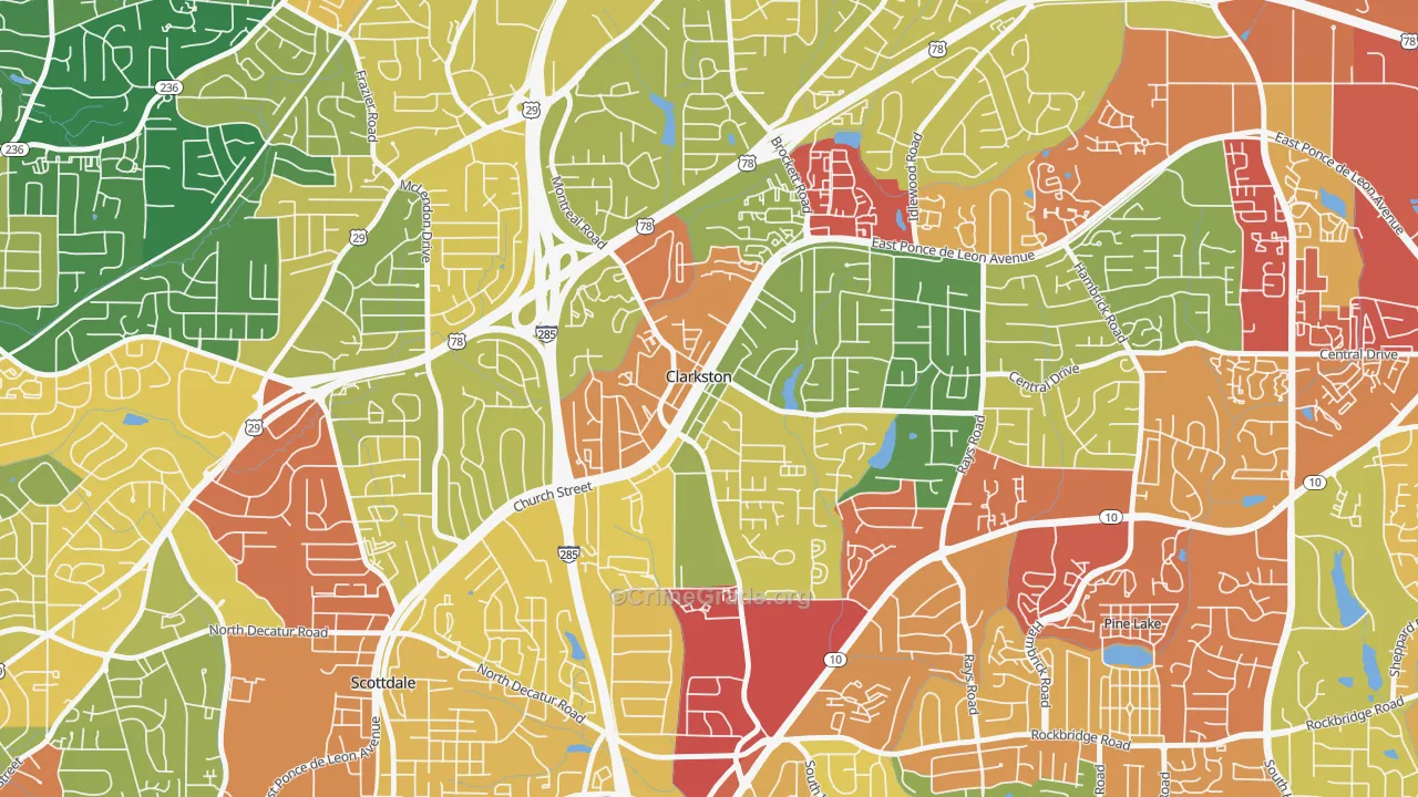 Clarkston, GA Map of Vandalism Rates