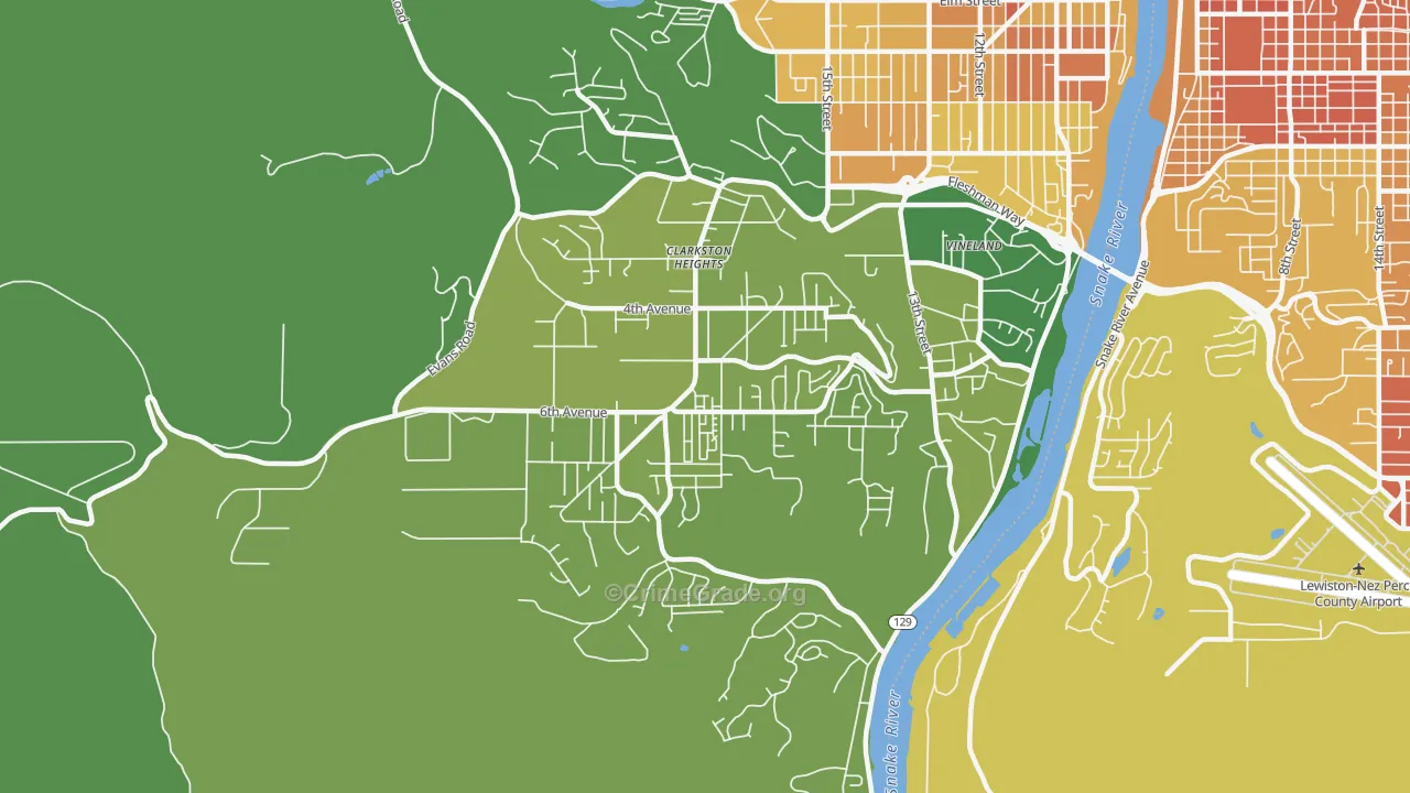 Clarkston Heights-Vineland, WA Map of Vandalism Rates