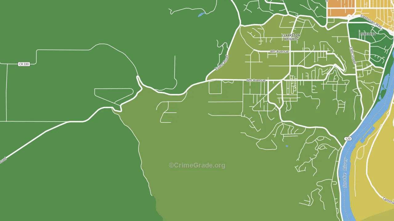 Clarkston Heights, WA Map of Vandalism Rates