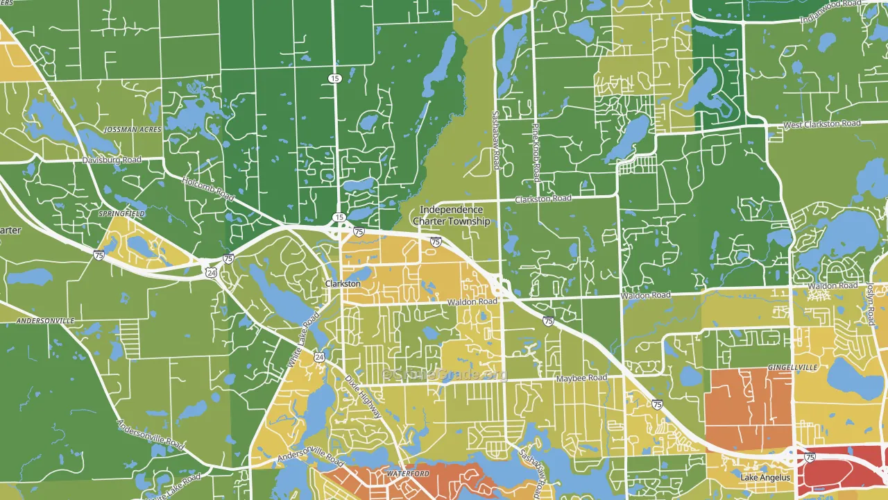 Clarkston, MI Map of Vandalism Rates