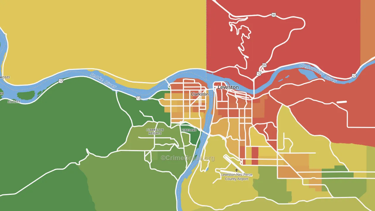 Clarkston, WA Map of Vandalism Rates