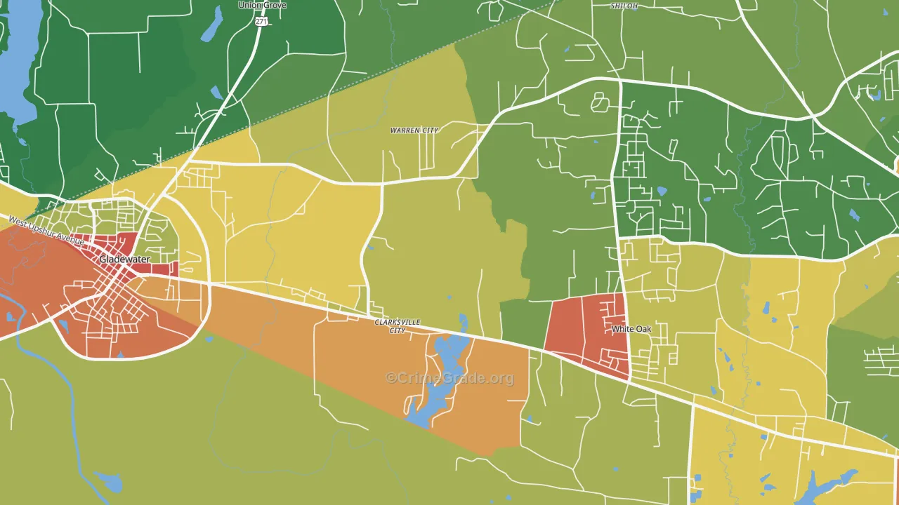 Clarksville City, TX Map of Vandalism Rates