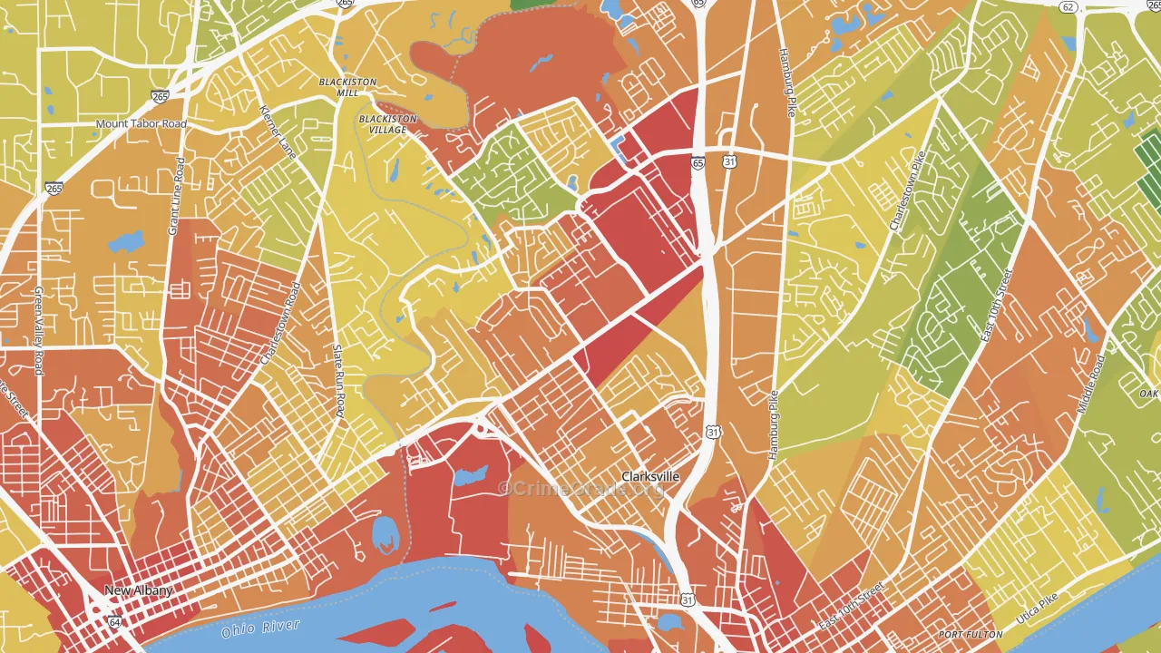 Clarksville, IN Map of Vandalism Rates