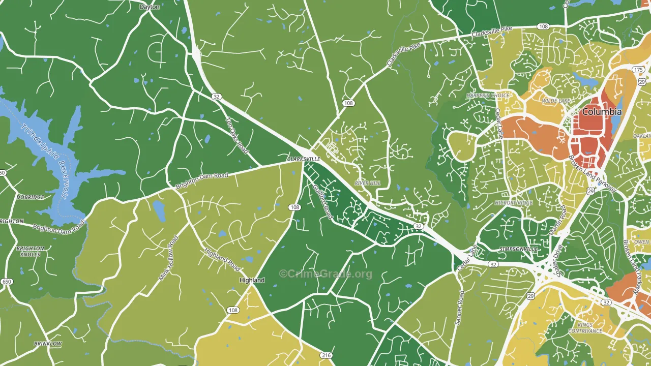 Clarksville, MD Map of Vandalism Rates
