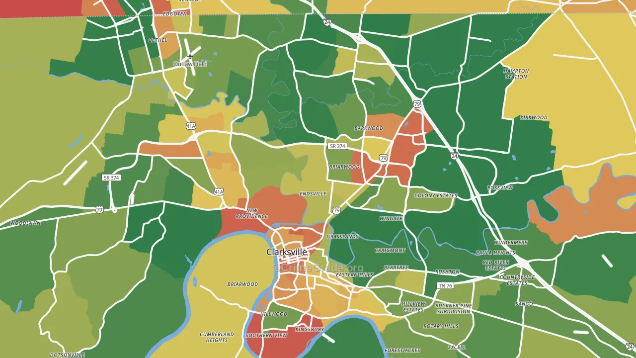 Clarksville, TN Map of Vandalism Rates