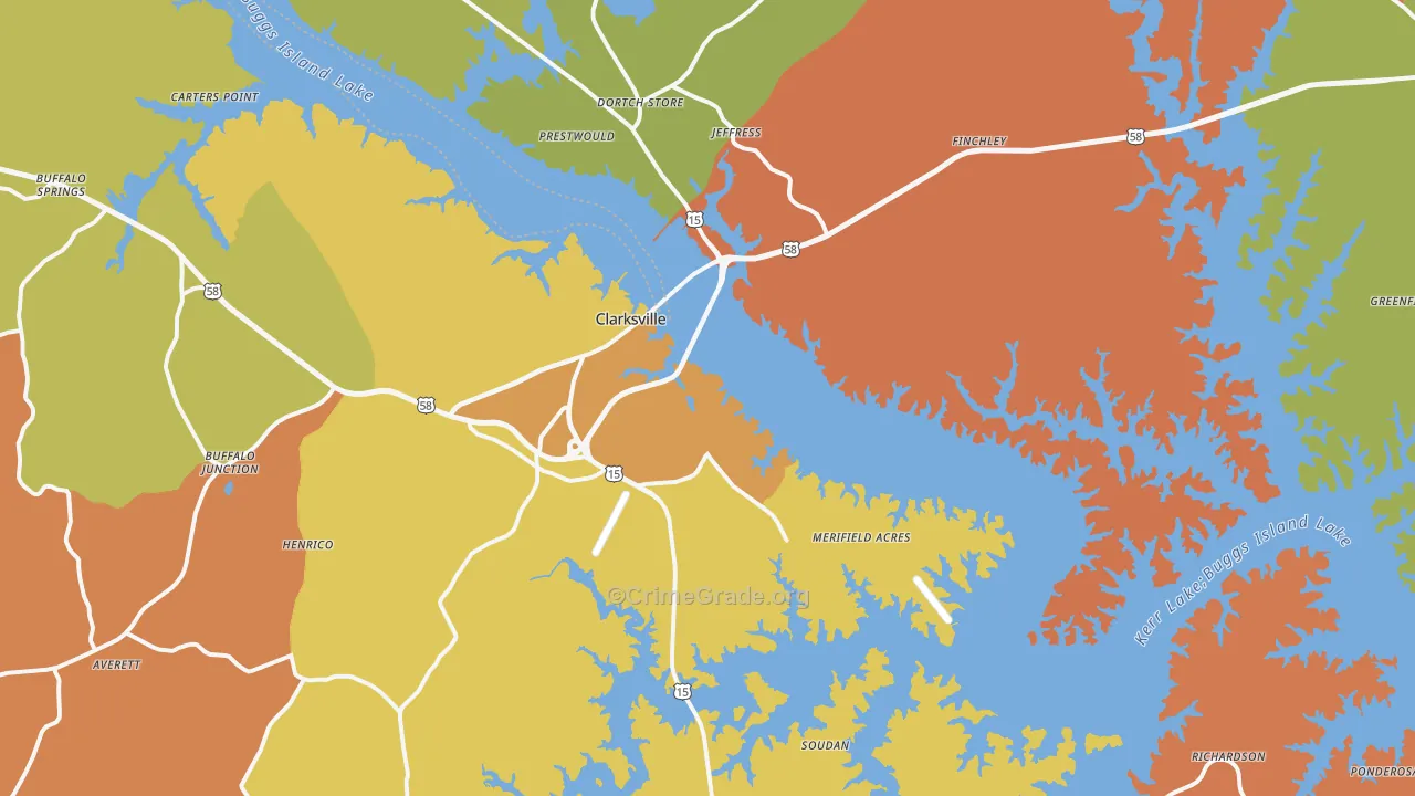 Clarksville, VA Map of Vandalism Rates