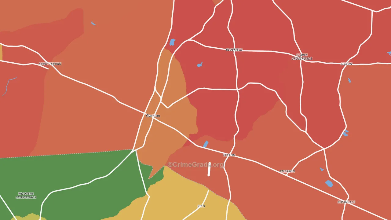 Clarkton, NC Map of Vandalism Rates