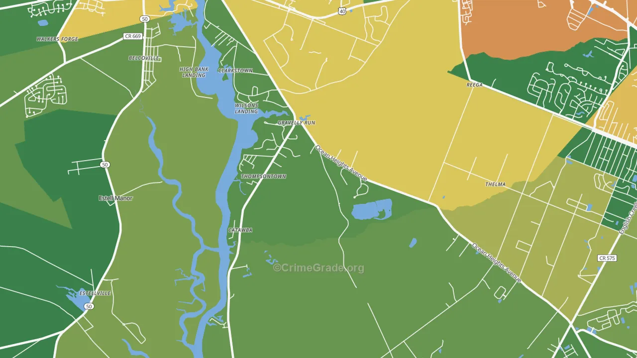 Clarktown, NJ Map of Vandalism Rates