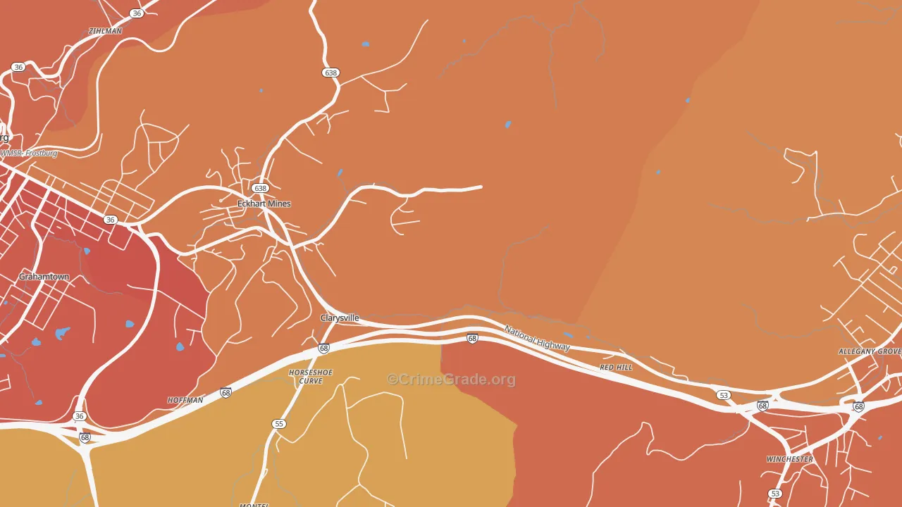 Clarysville, MD Map of Vandalism Rates