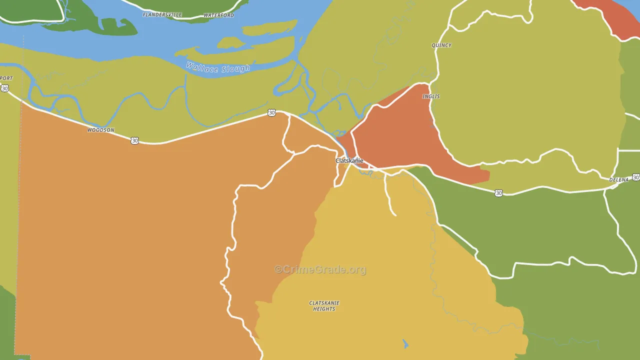 Clatskanie, OR Map of Vandalism Rates