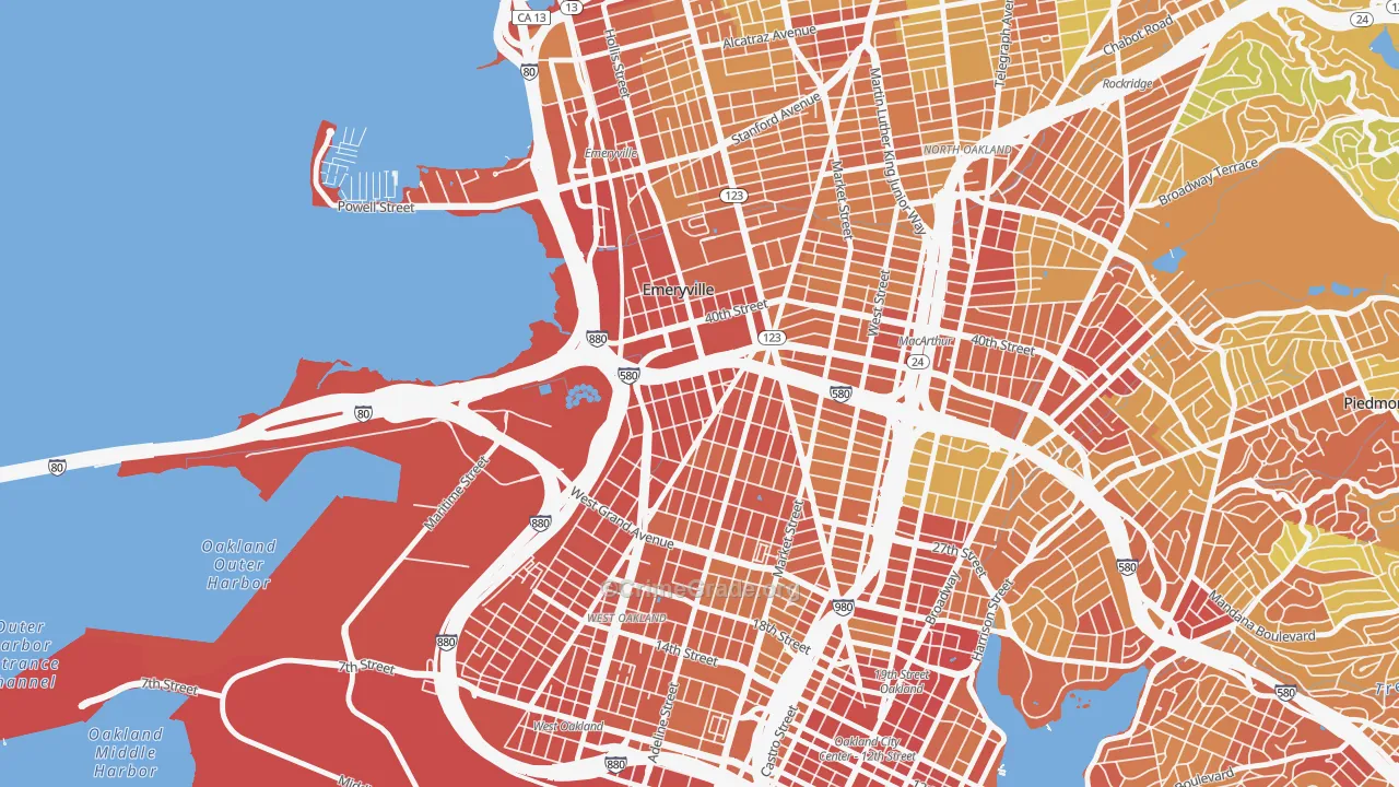 Clawson, Emeryville, CA Map of Vandalism Rates