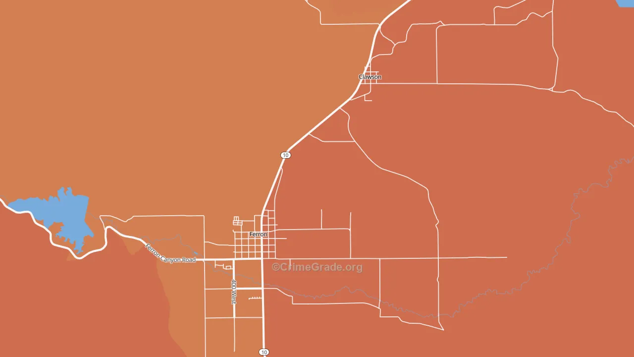 Clawson, UT Map of Vandalism Rates