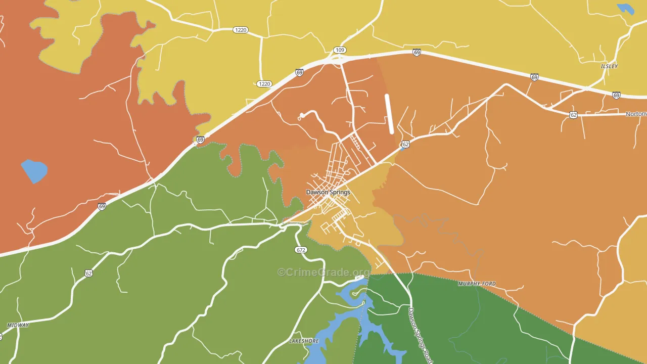 Claxton, KY Map of Vandalism Rates