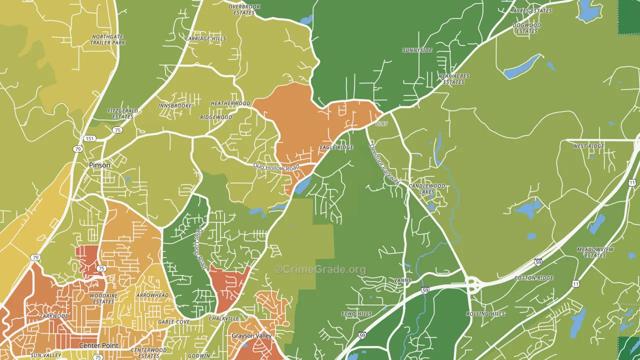 Clay, AL Map of Vandalism Rates