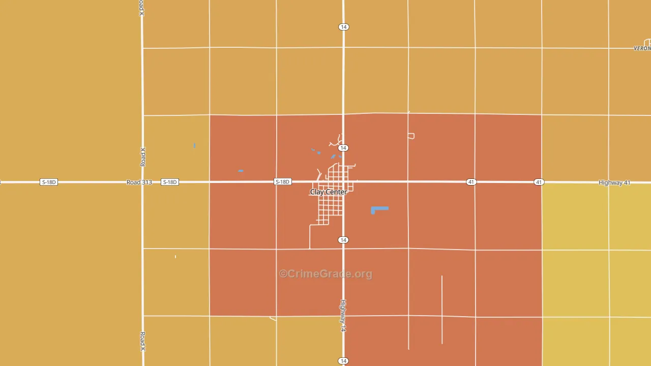 Clay Center, NE Map of Vandalism Rates