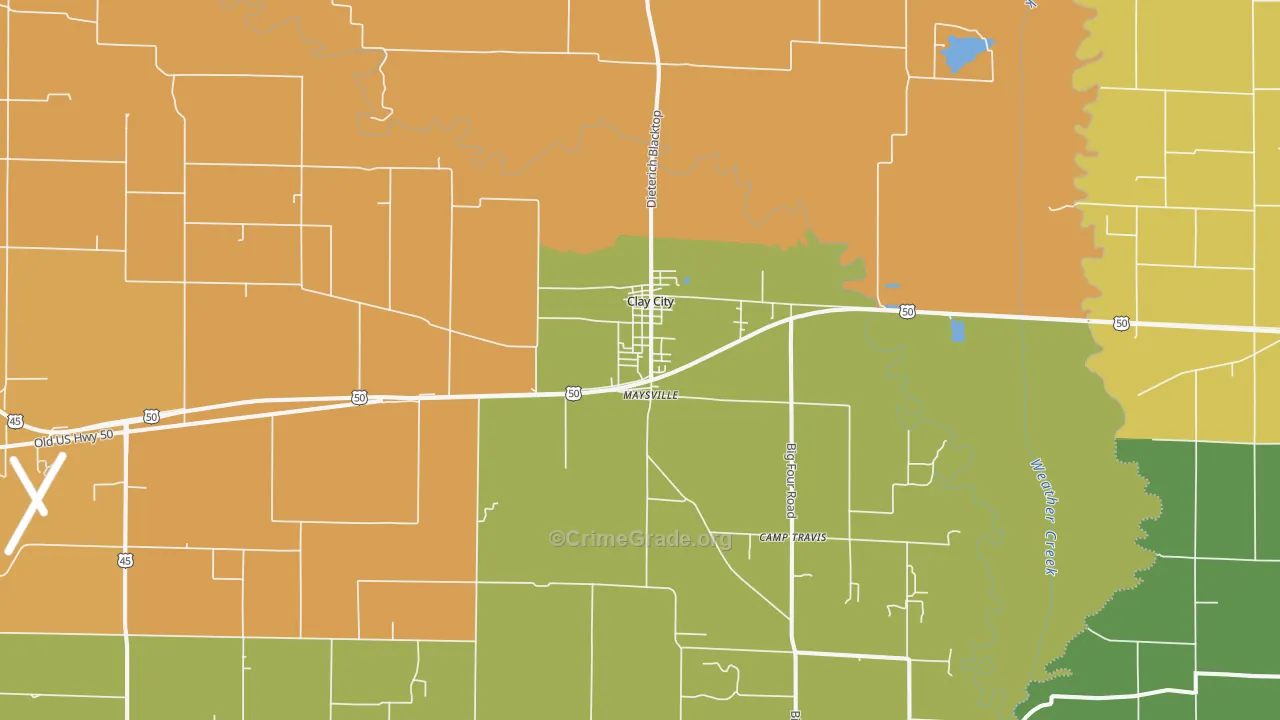 Clay City, IL Map of Vandalism Rates