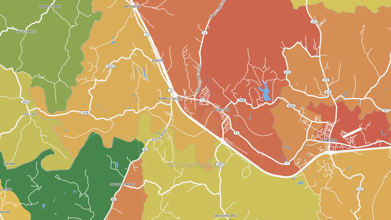 Clay City, KY Map of Vandalism Rates